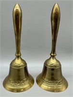 (2) Brass Bells w/Floral Engravings