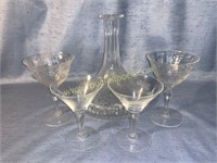 Etched stems and decanter