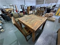 Timber Meals Table Approx 1.1m x 1.1m & 3 Chairs