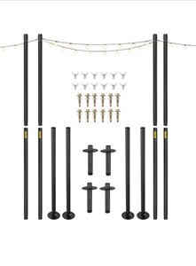 (New) VEVOR String Light Poles, 4 Pack 10.6 FT,