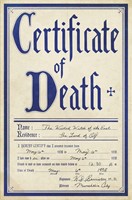 The Wizard Of Oz Wicked Witch Death Certificate pr