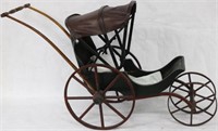 19TH C. PAINTED WOODEN DOLL CARRIAGE WITH