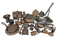 Cast Iron Lot of Sad Irons, Trinket Bowls, Trivets