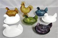 Glass Hens on Nest Collection