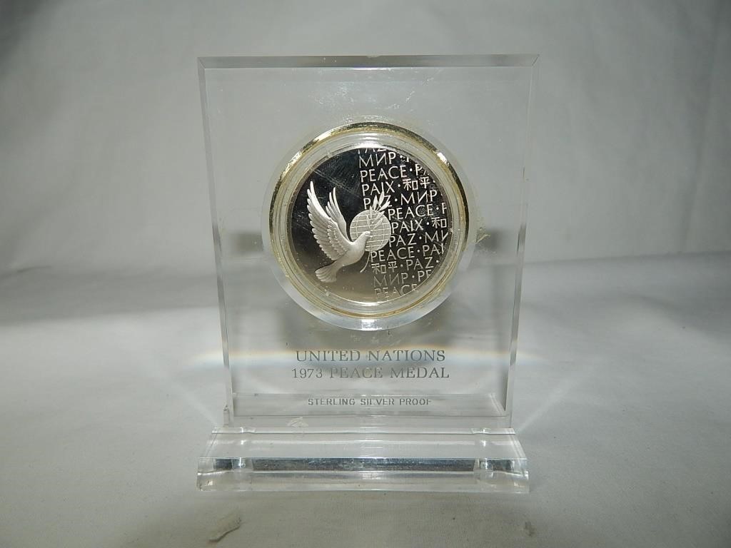 United Nations 1973 Sterling Silver Peace Medal