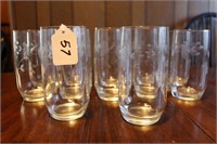 12 Etched Water Glasses