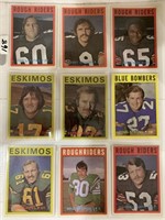 9-1972 CFL Football cards