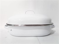 Large White Roasting Pan w/ Lid