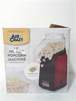 Hot Air Popcorn Machine. Opened box and tested to