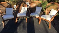 (4) Ratan Leather Chairs