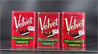 3 Antique Velvet Tobacco Tins