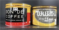 2 Antique Coffee Tins Don-De & Wilkins