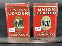 2 Union Leader Tobacco Tins