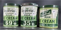 3 antique Imperial Fairmont WV Ice Cream Tins