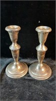Weighted Sterling Silver Candlesticks, 7" h.