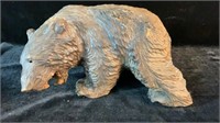 Hand Carved Wood Bear Statue, 10" l.