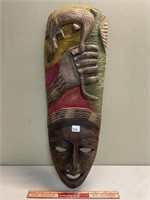 EYE CATCHING AFRICAN HAND CARVED MASK WALL HANGING