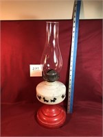 Red & white Scottie dog glass oil lamp