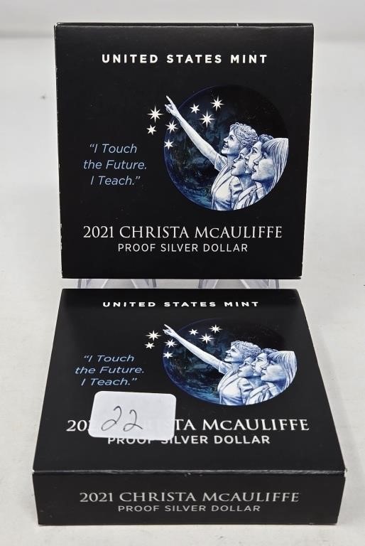 (2) 2021 Christa McAuliffe Dollars Proof