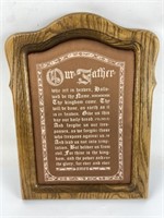 Our Father Prayer on Wooden Framed Upholstery