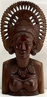 Wooden Balinese Lady Bust Statue