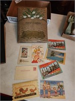 Vintage Postcard Book (empty) & 8 Postcards