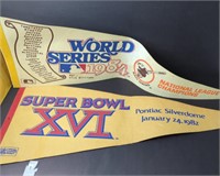 1980's World Series and Superbowl Pennants