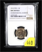 1913 Buffalo nickel, NGC slab certified Unc.,