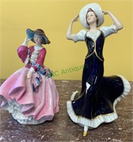 Porcelain lady figures - one by Royal Dux made in