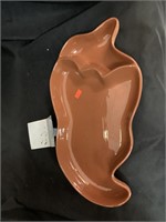 15 “ TERRA COTTA PEPPER SHAPED CHIP/DIP BOWL