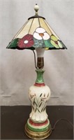 Vintage Hand Painted Porcelain Base Table Lamp w/