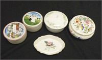 Four various English trinket boxes