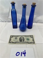 3 Cobalt Blue Bottles - Very Nice
