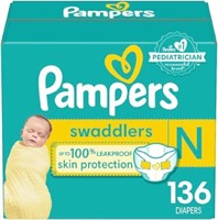 91-Pk Pampers Diapers Newborn/Size 0 (< 10 lb / <