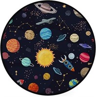 5’Ft Large Round Area Rug Galaxy Cartoon Space