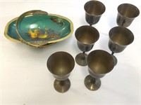 *Enamel Dish & Salem Goblets