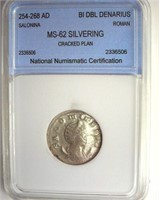 254-268 AD Rome NNC MS62 Silvering BI Dbl Denarius