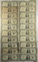 Lot of 20: $1 Silver Certificates