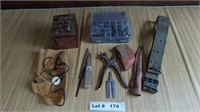 LEATHER WORKING TOOLS, SHEATHS, AND BELT