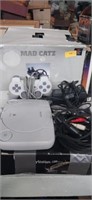 Sony ps-one with box and mad catz steering wheel