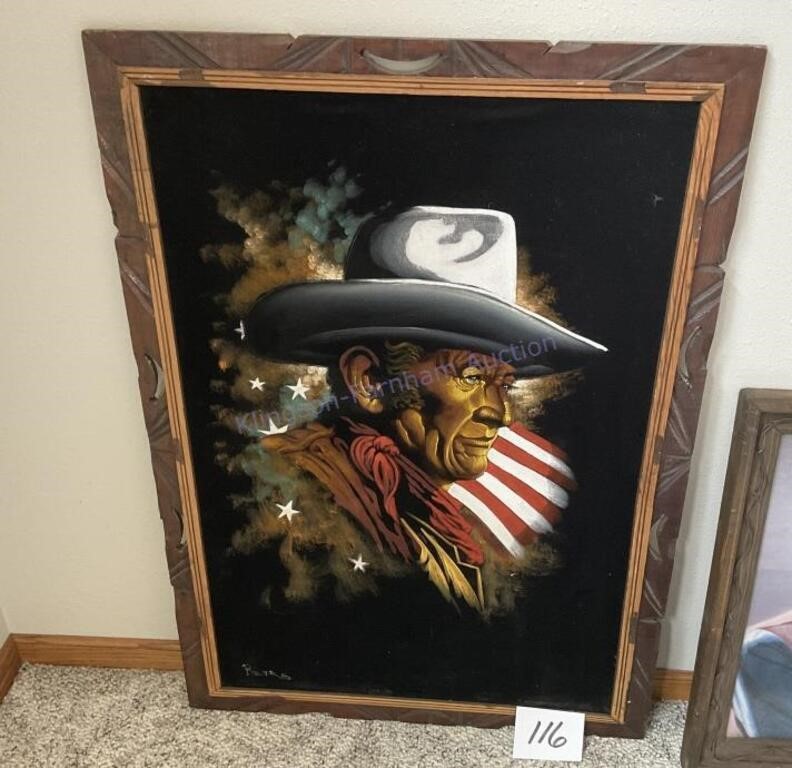 Velvet oil painting of John Wayne