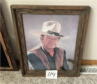 Picture of John Wayne with Barbwire frame and