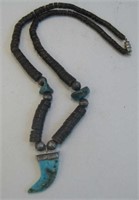 Navajo SS & Turquoise Claw Necklace - Tested