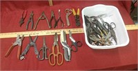 Assortment of cutters, pliers, scissors