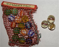 (3) Antique Latticino Swirl Marbles + Morton Salt