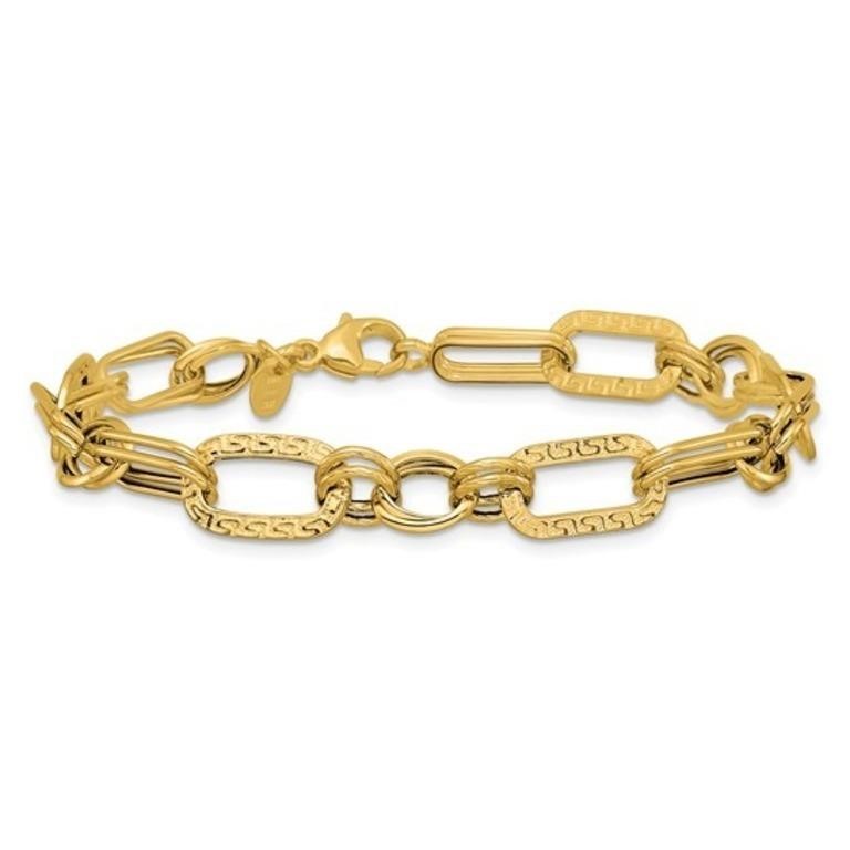 14K- Fancy Greek Key Link Bracelet