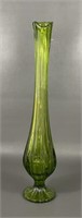 Vintage Avocado Green Glass Swung Vase