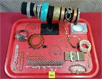 Tray Lot of Assorted Costume Bracelets
