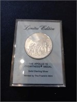 Sterling silver Apollo 15 eyewitness medal