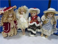 4 Porcelain Collectible Dolls
